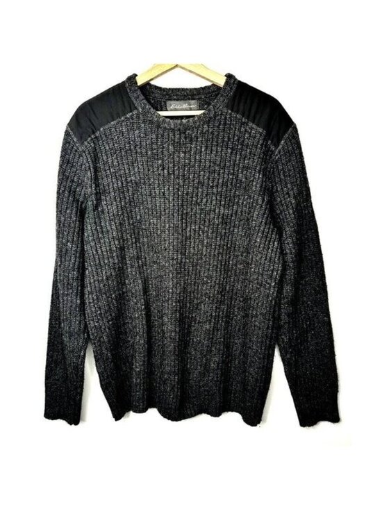 Eddie Bauer Other - Eddie Bauer Mens XL Sweater Wool Blend Gray Crew Neck Sport Shop Shoulder Patch